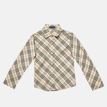 Pre Owned Burberry Kids Beige Vintage Checked Cotton Shirt Size 6 Yrs