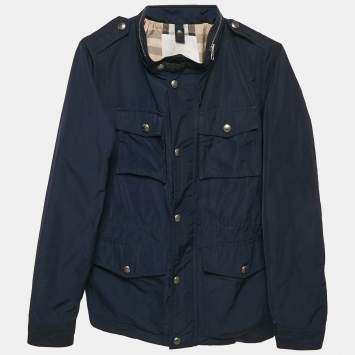 Burberry Kids Navy Blue Synthetic Zip-Up Jacket 14 Yrs