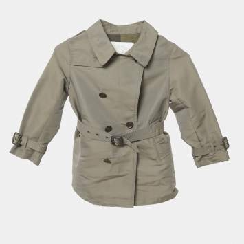 Pre Owned Burberry Khaki Gabardine Double Breasted Jacket 5Yrs