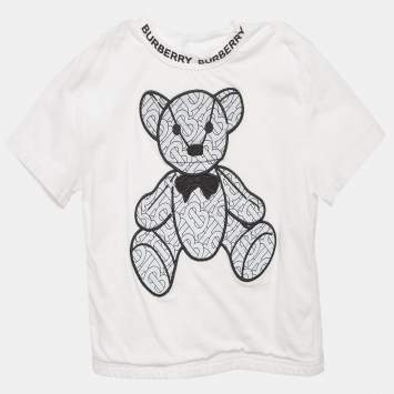 Pre Owned Burberry Kids White Cotton Thomas Bear Applique Detail T-Shirt 18M