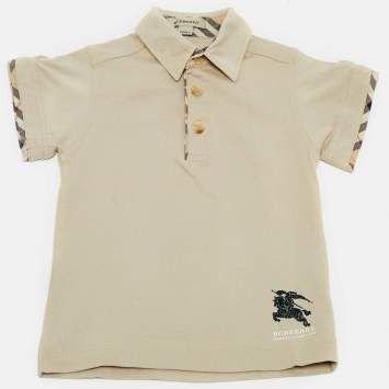 Pre Owned Burberry Kids Beige Cotton Jersey Polo T-Shirt 12M