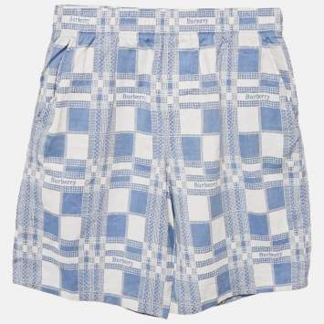 Pre Owned Burberry Kids Blue Checks Cotton Shorts 14Yrs 