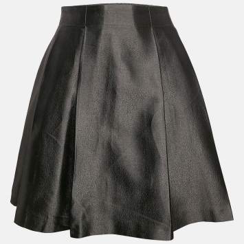 Pre Owned Burberry Kids Metallic Grey Gabardine Pleated Skirt 14 Yrs