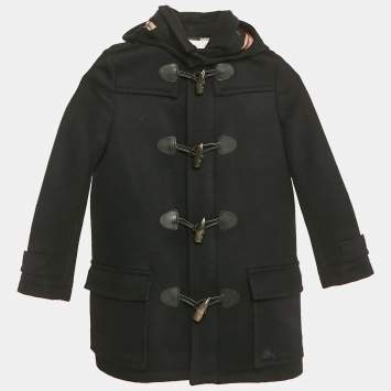 Pre Owned Burberry Children Navy Blue Wool Felt Duffle Coat 14 Yrs