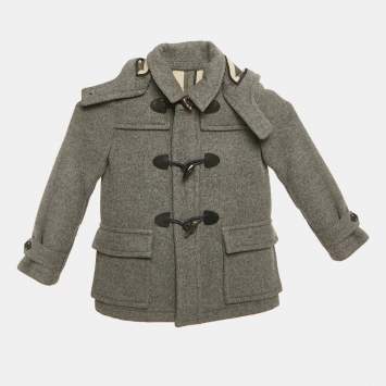 Pre Owned Burberry Children Wool Felt Hooded Duffle Coat 4 Yrs