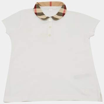 Pre Owned Burberry Children White Cotton Polo T-Shirt 6Yrs
