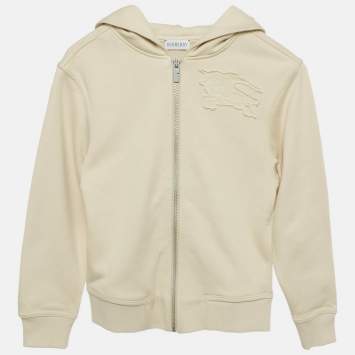 Pre Owned Burberry Beige Cotton Clyde EKD Zip Hoodie Size 8 Yrs