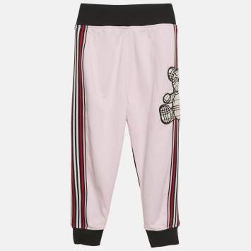 مملوكة مسبقًا Burberry Kids Black/Pink Cotton Teddy Applique Joggers 6Yrs