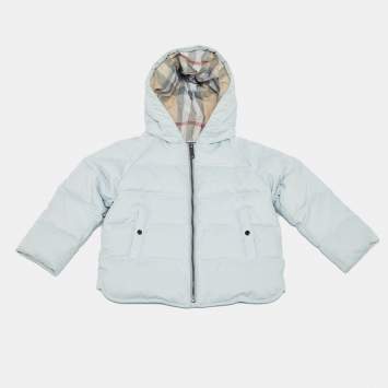 Pre Owned Burberry Children Blue Synthetic Down Puffer 12M