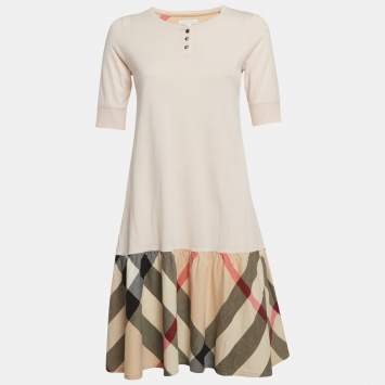 مملوكة مسبقًا فستان بربري أطفال وردي بحافة تشيك نوفا منسوجة قطن 14 سنة