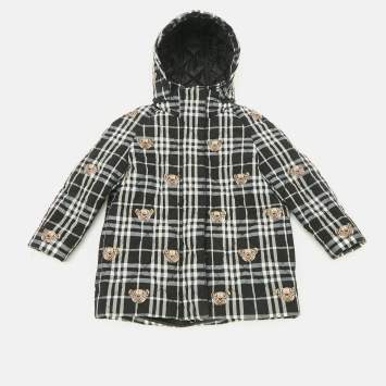 مملوكة مسبقًا Burberry Kids Monogram Teddy Print Checks Nylon Puffer Jacket 6Yrs