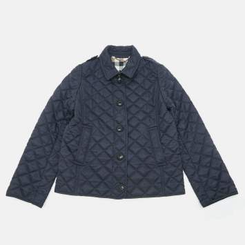 مملوكة مسبقًا Burberry Kids Navy Blue Synthetic Quilted Jacket 10Yrs