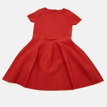 مملوكة مسبقًا CH Carolina Herrera Red Knit Bow Detail Dress 4 Years