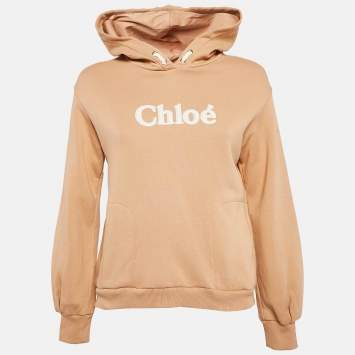 Pre Owned Chloe Kids Caramel Brown Logo Embroidery Cotton Hooded Sweatshirt 14 Yrs 