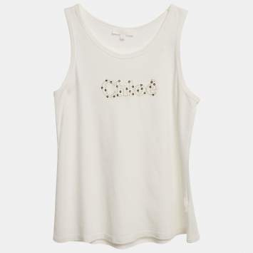 Pre Owned Chloe Kids White Logo Sequin Tank Top 12 Yrs 