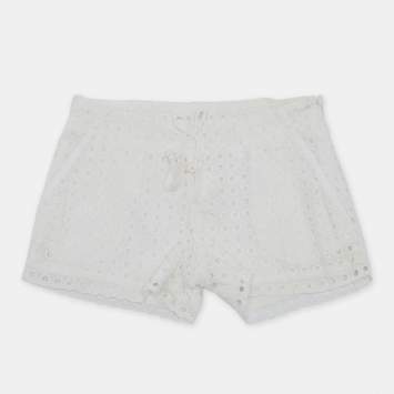 مملوكة مسبقًا Chloe Kids White Broderie Anglaise Cotton Shorts 6Yrs