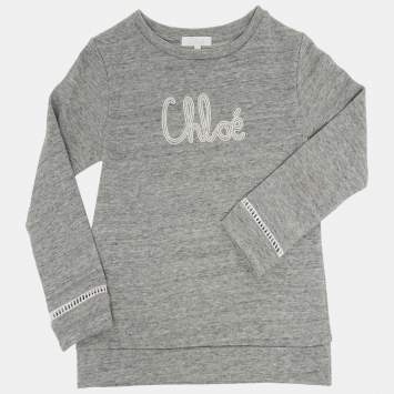 مملوكة مسبقًا Chloe Kids Grey Logo Embroidered Cotton Sweatpants Set 6 Yrs