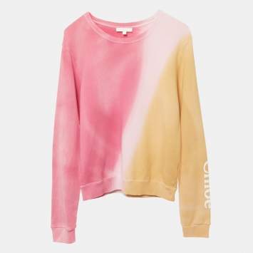 مملوكة مسبقًا Chloe Pink/Yellow Dyed Cotton Knit Sweatshirt 14Yrs