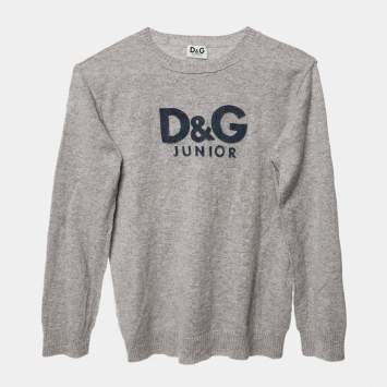 مملوكة مسبقًا D&G Junior Grey Logo Cashmere Sweater Size 10 Yrs
