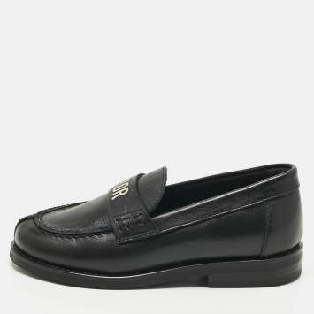 Pre Owned Dior Black Leather Slip On Loafers Size 27