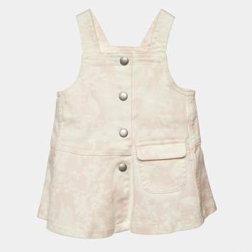Pre Owned Dior Baby Pink Floral Print Denim Dress 3 M