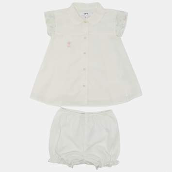 Baby Dior White Cotton Dress and Culotte Set 6 M