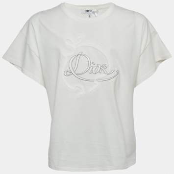 Pre Owned Dior Kids White Embroidered Jersey T-Shirt 13Yrs