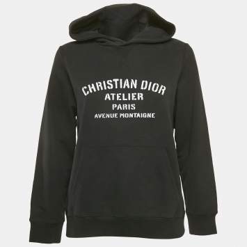 Dior Kids Black Printed Cotton Hoodie 13 Yrs 