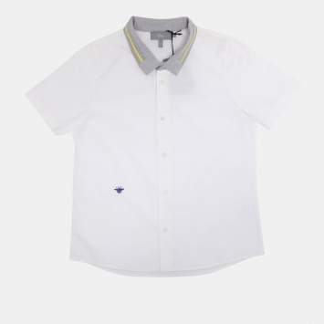 Pre Owned Dior White/Grey Cotton Bee Embroidered Long Sleeve Shirt 6 Yrs