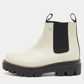 Pre Owned Dior White Leather Ankle Boots Size 27