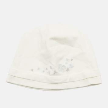 مملوكة مسبقًا Dior Baby Ivory Embroidered Cotton Hat Size T1
