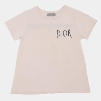 مملوكة مسبقًا Dior x Shawn Stussy Kids Logo Embroidered Jersey T-Shirt 6Yrs