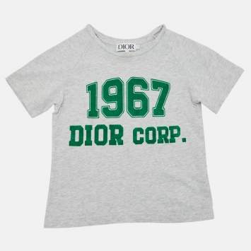 مملوكة مسبقًا Dior Kids Grey 1967 Dior Print Cotton T-Shirt Size 4 Yrs