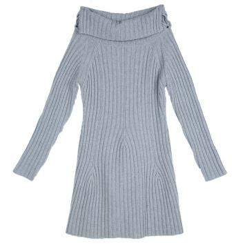 Pre Owned Dior Grey Ribbed Knit Turtleneck Sweater Dress 12 Yrs