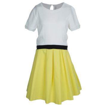 Pre Owned Dior Colorblock Pleated Short Sleeve Dress 12 Yrs