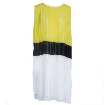 Pre Owned Dior Colorblock Pleated Sleeveless Dress 12 Yrs