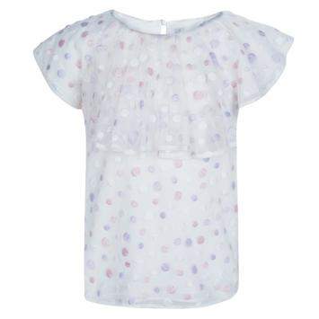 Dior White Mesh Multicolor Polka-Dot Embroidered Top 10 Yrs