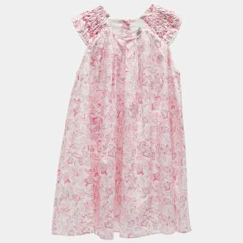 Baby Dior Pink Printed Cotton Dress and Shorts Set 36 M