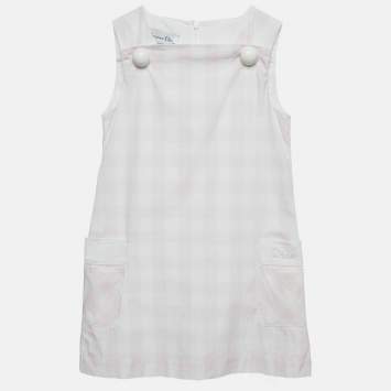 Christian Dior Kids Pink Checks Cotton A-Line Dress 6Yrs