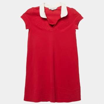 Dior Pink Cotton Pique Knit Emboss Detail Polo Dress 8 Yrs