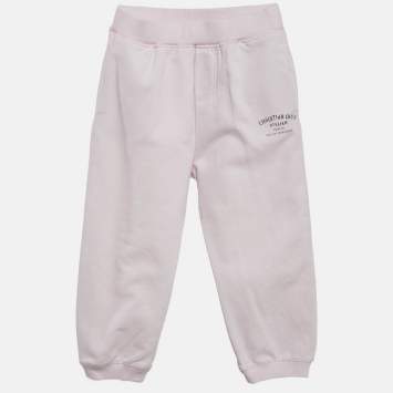 Baby Dior Pink Logo Print Cotton Knit Track Pants 36 M