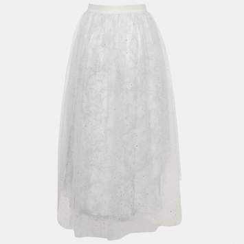 Dior Kids White Tulle Asymmetric Skirt 10 Yrs