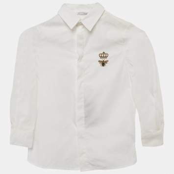 Pre Owned Dolce & Gabbana Kids White Cotton Long Sleeve Shirt 6 Yrs 