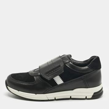 Pre Owned Dolce & Gabbana Black Suede and Leather Low Top Sneakers Size 34