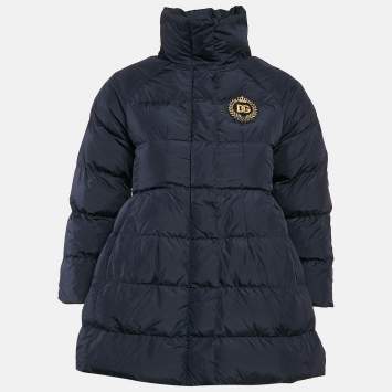 Pre Owned Dolce & Gabbana Kids Navy Blue Logo Applique Synthetic Puffer Jacket 9/10 Yrs 
