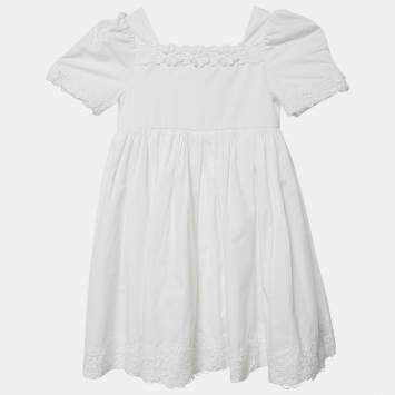 Dolce & Gabbana Kids White Cotton Lace Trimmed Dress 18-24 M