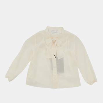 Dolce & Gabbana Kids Cream Silk Bow Detail 12-18 M