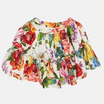Pre Owned Dolce & Gabbana Kids Multicolor Floral Print Cotton Tiered Skirt 7/8 Yrs