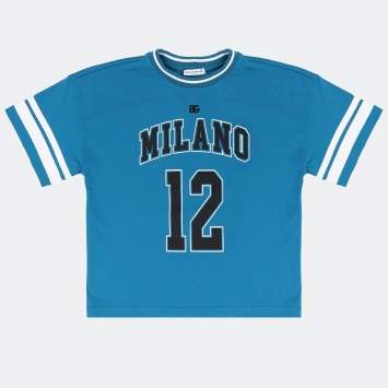Pre Owned Dolce & Gabbana Kids Blue Printed Cotton T-Shirt 12-18 M