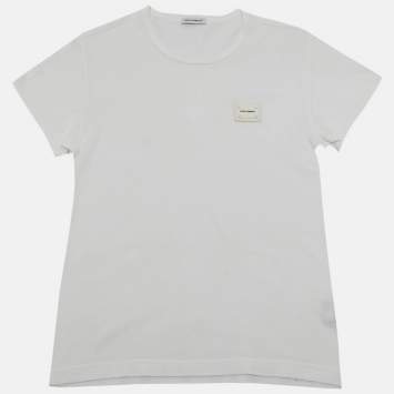 Dolce & Gabbana Kids White Logo Plaque Applique Jersey T-Shirt 7/8 Yrs 